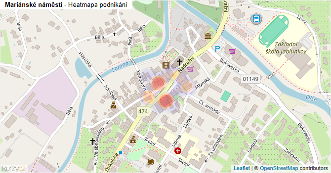 Mariánské náměstí - mapa podnikání