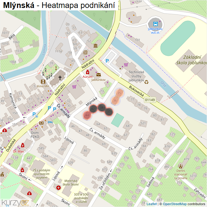 Mapa Mlýnská - Firmy v ulici.