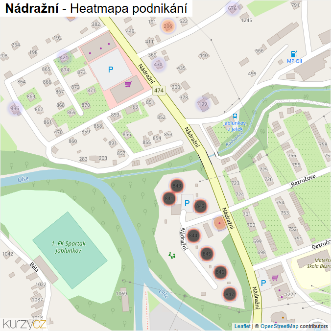 Mapa Nádražní - Firmy v ulici.