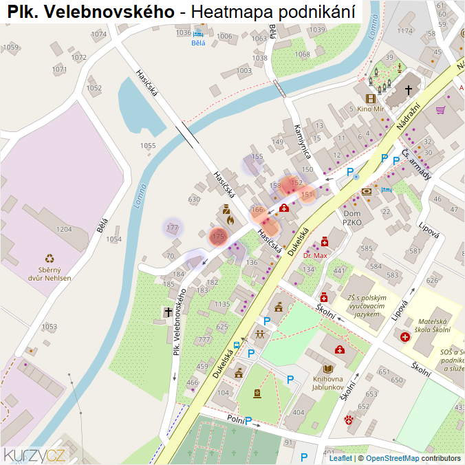 Mapa Plk. Velebnovského - Firmy v ulici.