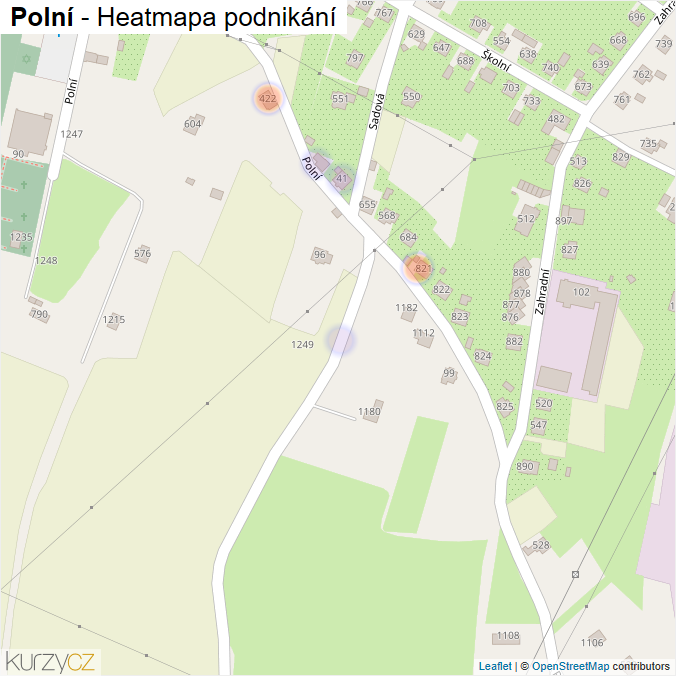 Mapa Polní - Firmy v ulici.