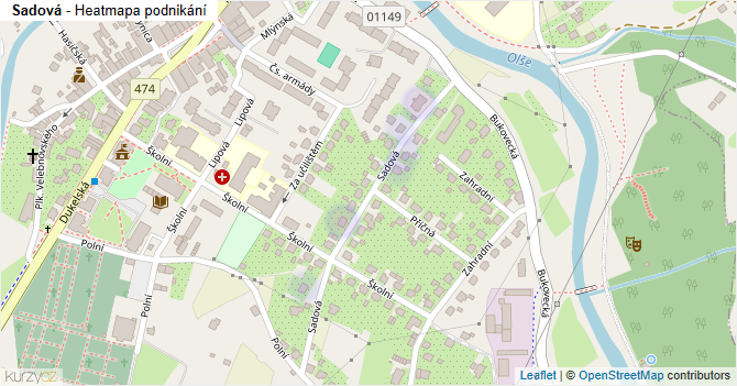 Sadová - mapa podnikání