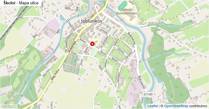 Školní - mapa ulice