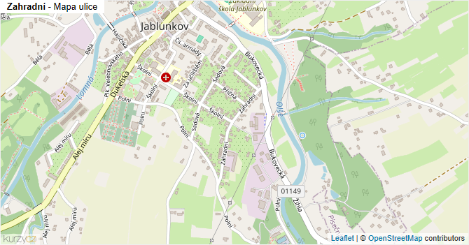 Zahradní - mapa ulice