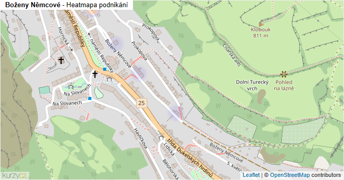 Boženy Němcové - mapa podnikání