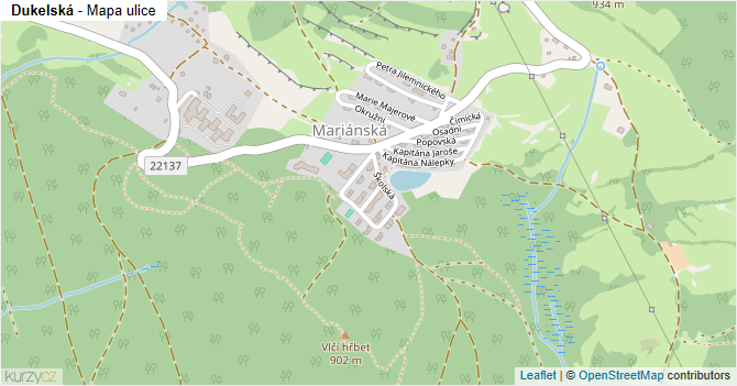 Dukelská - mapa ulice