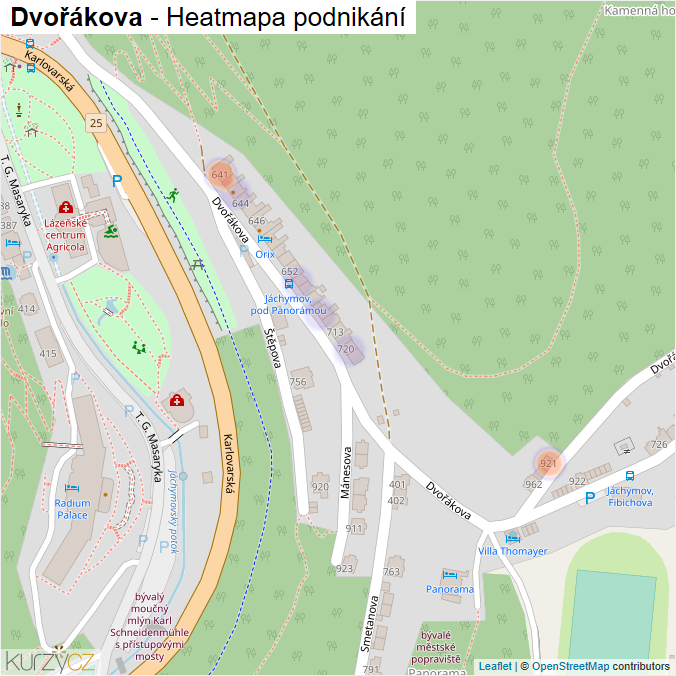 Mapa Dvořákova - Firmy v ulici.