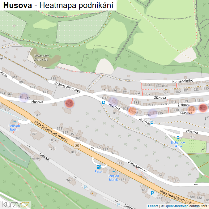 Mapa Husova - Firmy v ulici.