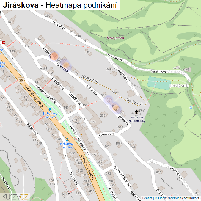 Mapa Jiráskova - Firmy v ulici.
