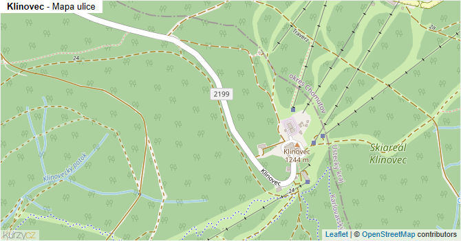 Klínovec - mapa ulice