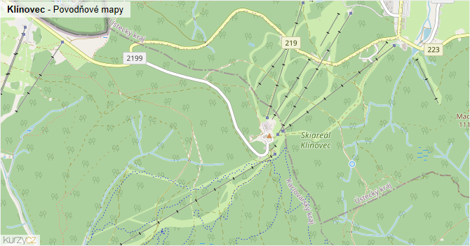 Klínovec - záplavové mapy stoleté vody