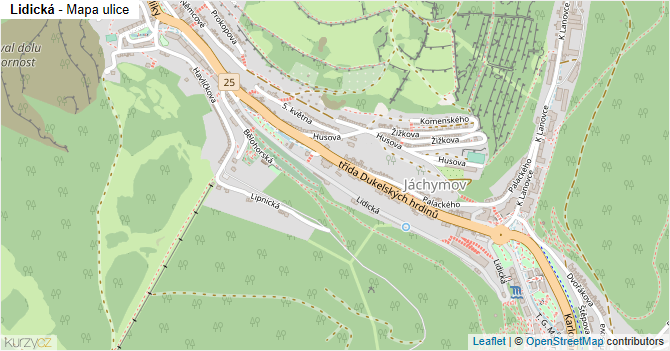Lidická - mapa ulice