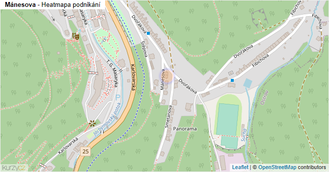 Mánesova - mapa podnikání