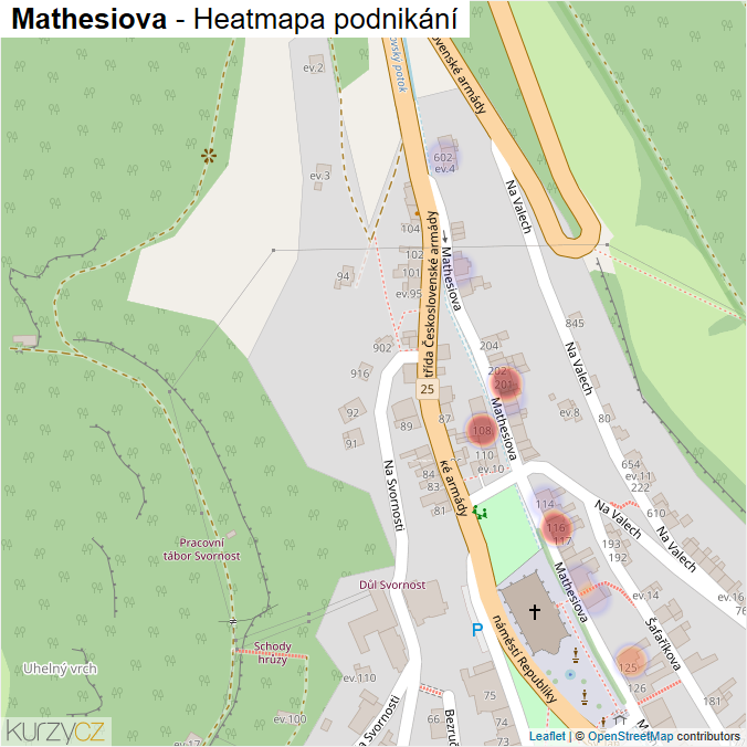 Mapa Mathesiova - Firmy v ulici.