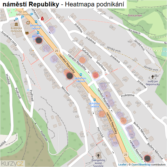 Mapa náměstí Republiky - Firmy v ulici.