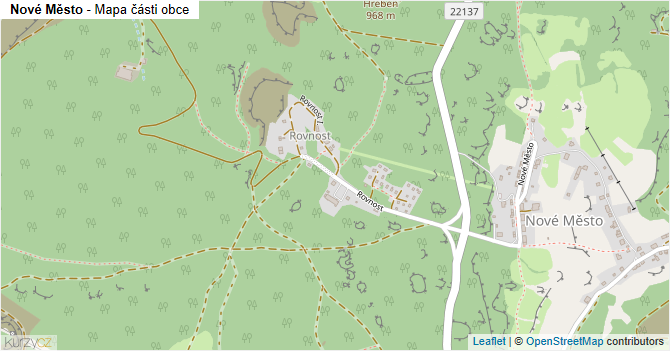 Nové Město - mapa části obce