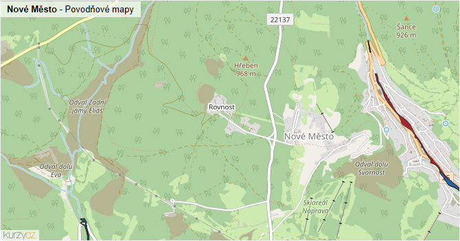 Nové Město - záplavové mapy stoleté vody