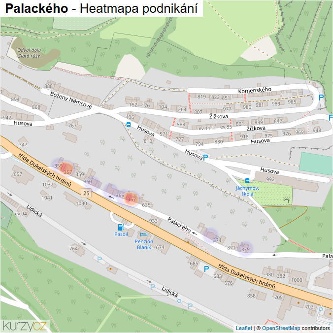 Mapa Palackého - Firmy v ulici.