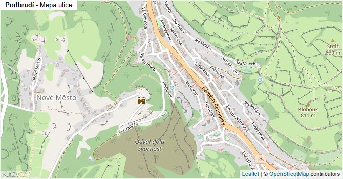 Podhradí - mapa ulice