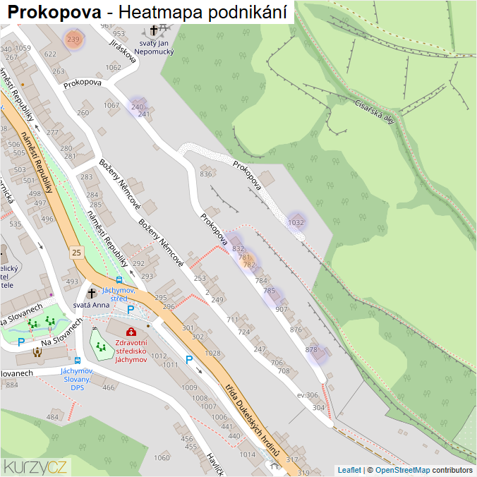 Mapa Prokopova - Firmy v ulici.
