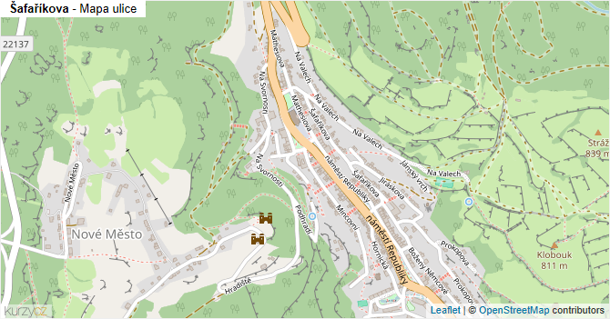 Šafaříkova - mapa ulice