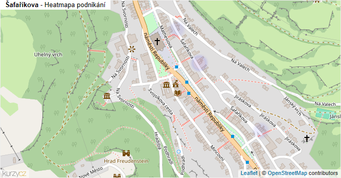 Šafaříkova - mapa podnikání