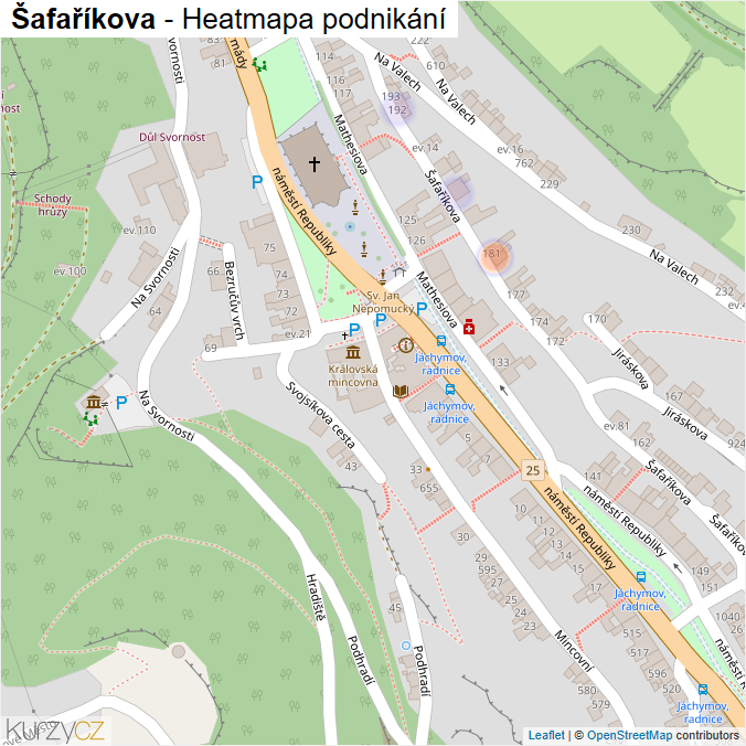 Mapa Šafaříkova - Firmy v ulici.