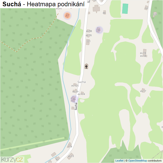 Mapa Suchá - Firmy v části obce.