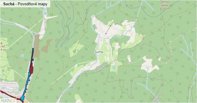 Suchá - záplavové mapy stoleté vody