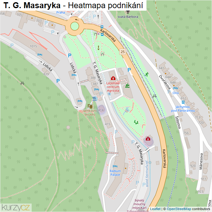 Mapa T. G. Masaryka - Firmy v ulici.