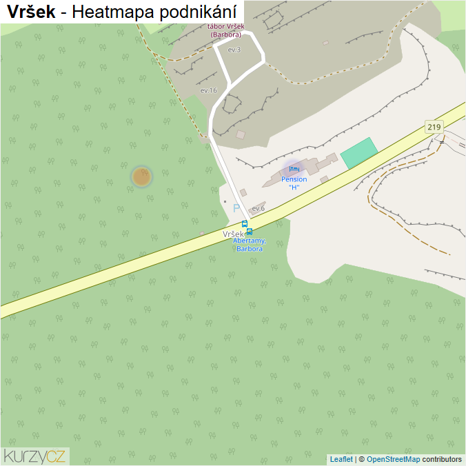 Mapa Vršek - Firmy v části obce.