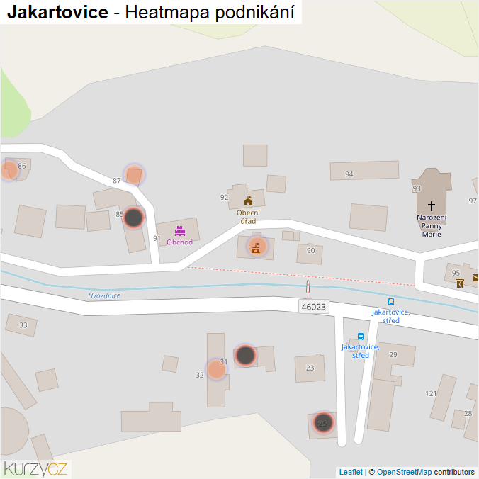 Mapa Jakartovice - Firmy v obci.