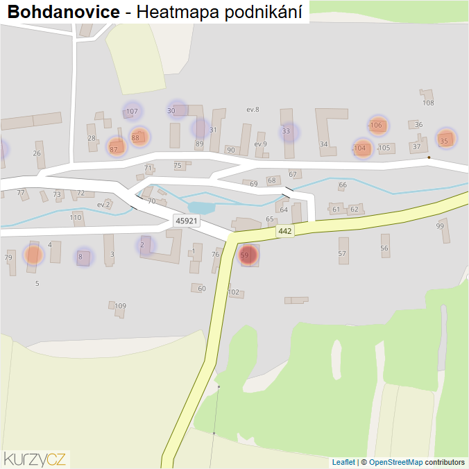 Mapa Bohdanovice - Firmy v části obce.