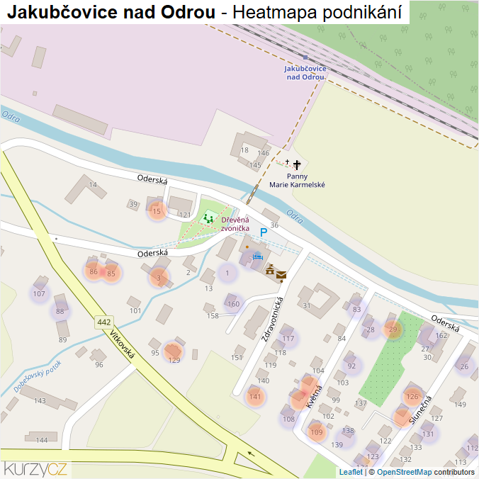 Mapa Jakubčovice nad Odrou - Firmy v části obce.