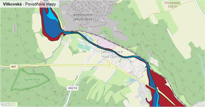 Vítkovská - záplavové mapy stoleté vody