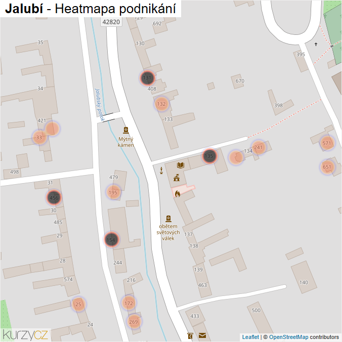 Mapa Jalubí - Firmy v obci.