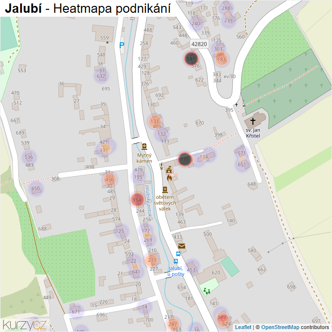 Mapa Jalubí - Firmy v části obce.