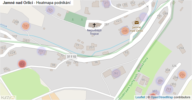 Jamné nad Orlicí - mapa podnikání
