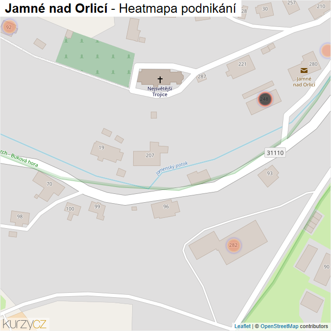 Mapa Jamné nad Orlicí - Firmy v obci.
