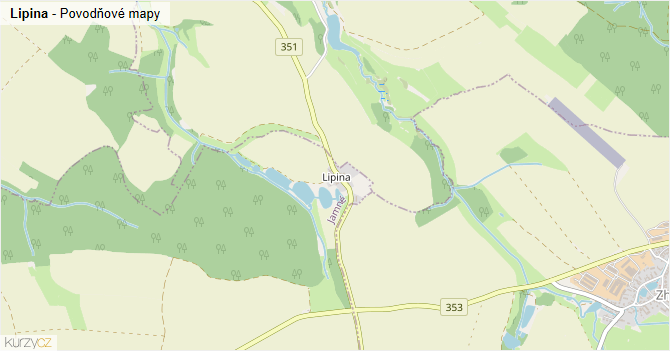 Lipina - záplavové mapy stoleté vody