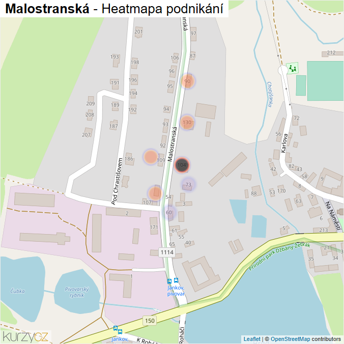 Mapa Malostranská - Firmy v ulici.