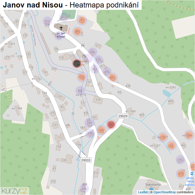Mapa Janov nad Nisou - Firmy v části obce.