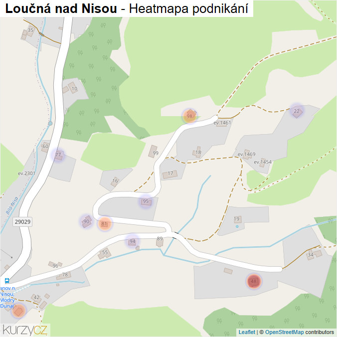 Mapa Loučná nad Nisou - Firmy v části obce.