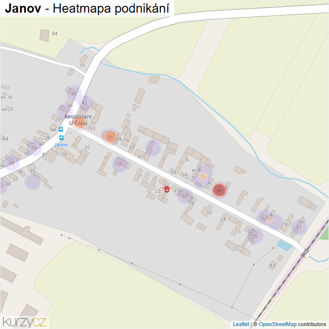 Mapa Janov - Firmy v části obce.