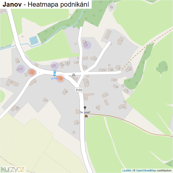 Mapa Janov - Firmy v části obce.