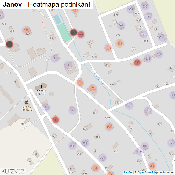 Mapa Janov - Firmy v části obce.