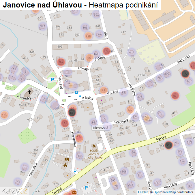 Mapa Janovice nad Úhlavou - Firmy v obci.