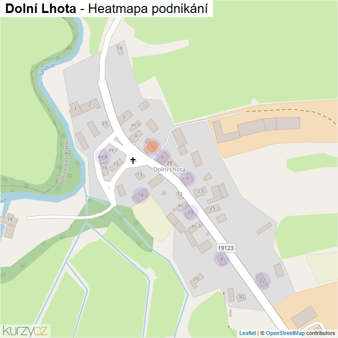 Mapa Dolní Lhota - Firmy v části obce.