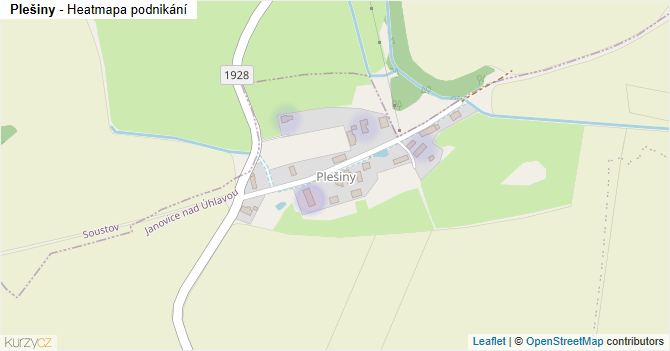 Plešiny - mapa podnikání
