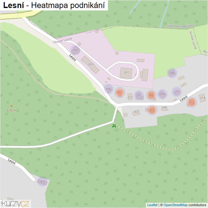 Mapa Lesní - Firmy v ulici.